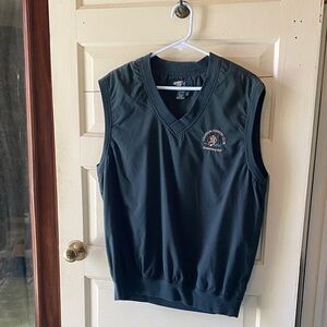 Vintage Calhoun County Hunter Green Sleeveless Golf V-Neck Windbreaker Top